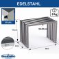 Preview: DanDiBo Sitzhocker Edelstahl Modern Wetterfest Metall Massiv 96643 Sitzbank 60 cm Outdoor Garten Hocker Lamellenbank Lamellenhocker