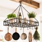 Preview: DanDiBo Topfhänger Deckenregal Hängekorb Braun Cocina 65 cm Hängeregal Wurstkrone Korb Küche Regal Küchenkrone