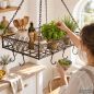 Preview: DanDiBo Topfhänger Deckenregal Hängekorb Braun Cocina 65 cm Hängeregal Wurstkrone Korb Küche Regal Küchenkrone