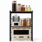 Preview: DanDiBo Verstellbares Küchenregal für Arbeitsplatte Schwarz Stehend 3 Stufig 40-64 cm Regal Küche 96614 Standregal