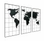 Preview: Wanddekoration Weltkarte Metall 170x100 cm Schwarz 3-teilig Dekoschild 210329 Wandbild Weltatlas Dekoration Schild Wand Wandkunst