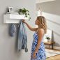 Preview: DanDiBo Wandgarderobe mit Ablage 60 cm Metall 96742 Weiß Garderobenleiste Hängegarderobe Garderobenhaken Kleiderhaken Garderobe Wand Hängend Modern
