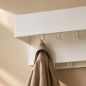 Preview: DanDiBo Wandgarderobe mit Ablage 60 cm Metall 96742 Weiß Garderobenleiste Hängegarderobe Garderobenhaken Kleiderhaken Garderobe Wand Hängend Modern