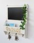 Preview: DanDiBo wall organiser vintage key board wood with shelf 93751 white 40 cm key board letter tray chalkboard key box shabby chic memo board