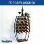 Preview: Metal Wine Rack Black Standing 83 cm 96640 Wine Stand for 18 Bottles Decorative Wine Bottle Holder in Barrel Design Bottle Rack with Shelf