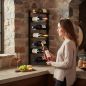 Preview: DanDiBo Wall Wine Rack Hanging Metal Bottle Rack 2-Piece Corner Shelf 96326 Black Wine Bottle Holder Bar Shelf Wall Rack Wine Rack
