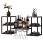 Preview: DanDiBo Weinregal Wand Metall Holz 96604 Flaschenregal mit Glashalter Wandmontage Weinflaschenhalter Weinhalter Flaschenhalter