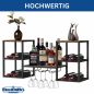 Preview: DanDiBo Weinregal Wand Metall Holz 96604 Flaschenregal mit Glashalter Wandmontage Weinflaschenhalter Weinhalter Flaschenhalter