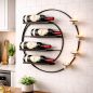 Preview: DanDiBo Wall Wine Rack Metal for 4 Bottles and Tealights 55 cm Black Vivace 96214 Round Bottle Rack Bottle Holder Wall Mount Wall Shelf