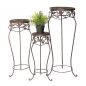 Preview: Blumenhocker Metall Schwarz Rund 3er Set 52 cm / 65 cm / 78 cm Blumenständer 18215 Blumensäule Antik Pflanzenständer Pflanzenhocker Vintage