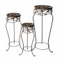 Preview: Blumenhocker Metall Schwarz Rund 3er Set 52 cm / 65 cm / 78 cm Blumenständer 18215 Blumensäule Antik Pflanzenständer Pflanzenhocker Vintage