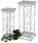 Preview: DanDiBo Flower Stool Metal White Square Set of 2 63 cm - 77 cm Flower Stand 20304 Flower Column