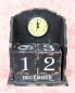 Preview: Uhr mit Kalender 14B142 Schwarz Shabby Kaminuhr Standuhr 25cm Vintage Quarzuhr