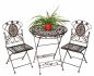 Preview: DanDiBo Sitzgruppe Eisen Garten Antik Bistroset AVIS Bistrotisch mit 2 Stühlen klappbar Metall Gartentisch