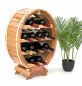 Preview: Weinregal Weinfass für 12 Flaschen Natur lackiert 65cm Flaschenhalter Flaschenregal Bar Fassform