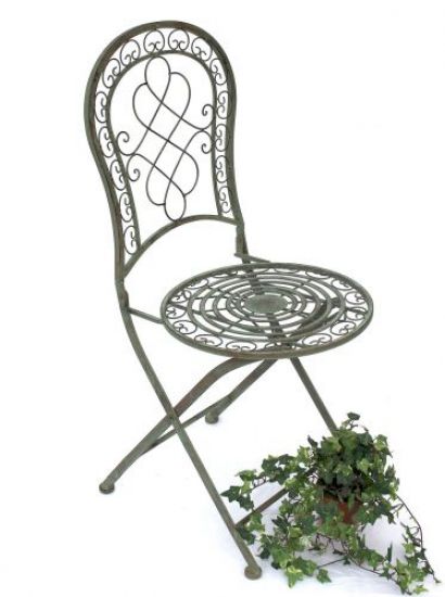 DanDiBo Gartenstuhl Metall Malega Patina 12185 Metallstuhl Stuhl Garten Vintage Eisen Nostalgie Eisenstuhl Antik