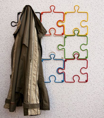 Designer Kleiderhaken "Puzzle" 20cm Garderobe Wandhaken Haken aus Metall