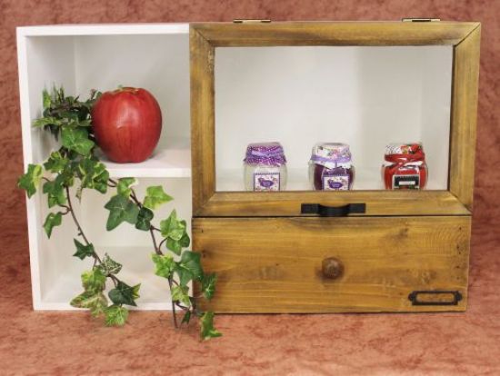 Mini chest of drawers 12016 Chest of drawers with display cabinet and drawer Shelf 48 cm Cabinet Shabby