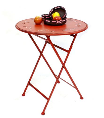 DanDiBo Tisch Bistrotisch Rot Rund Ø 65 cm Klapptisch Gartentisch Metall Passion Eisentisch Balkontisch