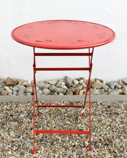 DanDiBo table bistro table red round ? 65 cm folding table garden table metal Passion iron table balcony table
