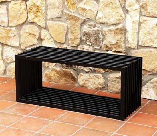 DanDiBo Gartenbank Metall Wetterfest Schwarz 100 cm Sitzbank Modern D-Stil Parkbank Eisen Blumenbank