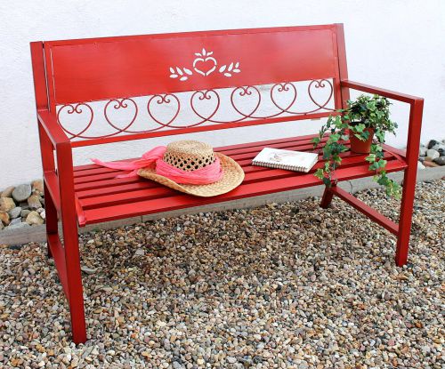 Bench "Passion" Garden bench red 18140 Seat 120cm metal iron Flower bench Garden