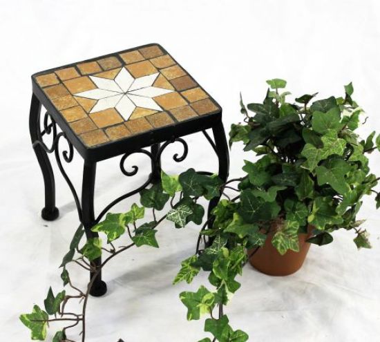 DanDiBo Flower Stool Mosaic Square 21 cm Flower Stand 12015 Side Table Plant Stand Mosaic Table Small