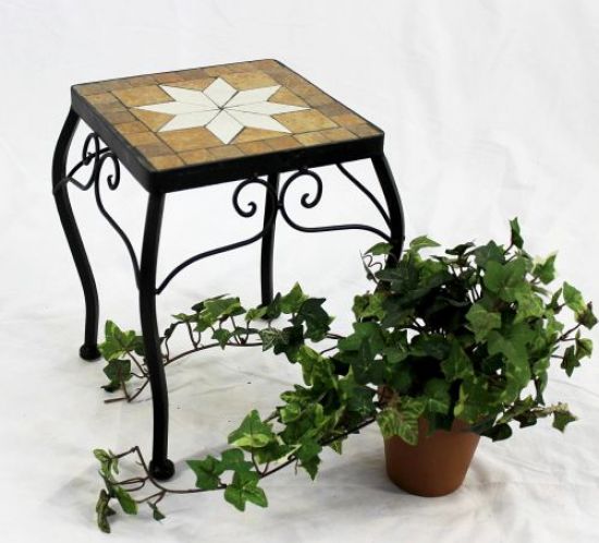 Blumenhocker Merano Mosaik 12015 Blumenständer 28cm Hocker Eckig Beistelltisch