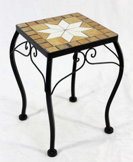 Blumenhocker Merano Mosaik 12015 Blumenständer 38cm Hocker Eckig Beistelltisch
