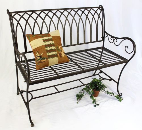Bench "Romina" 90507 made from metal Garden bench Seat Tree bench 2-Seater 110cm brown