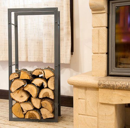Fire wood rack Fire wood stand 100cm Grey 80003 Wood basket Fire wood holder Shelf