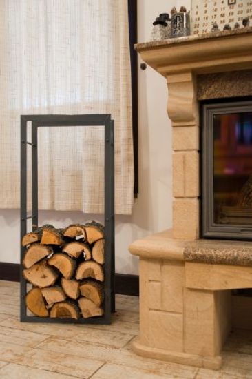 Fire wood rack Fire wood stand 100cm Grey 80003 Wood basket Fire wood holder Shelf