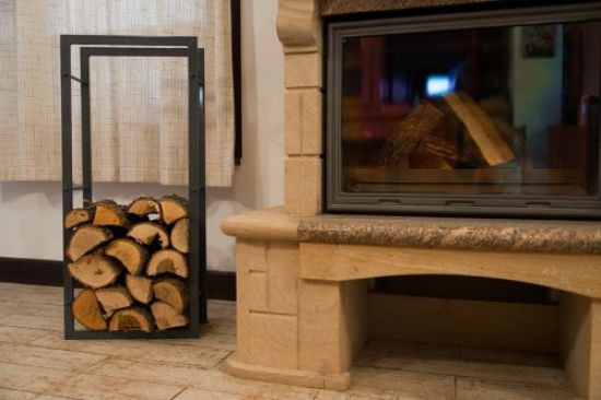 Fire wood rack Fire wood stand 100cm Grey 80003 Wood basket Fire wood holder Shelf