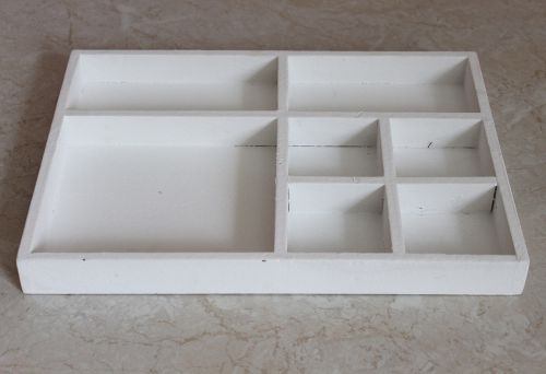 Sortierkasten Setzkasten 12291 Weiß 32cm aus Holz Sammlervitrine Sortierschublade