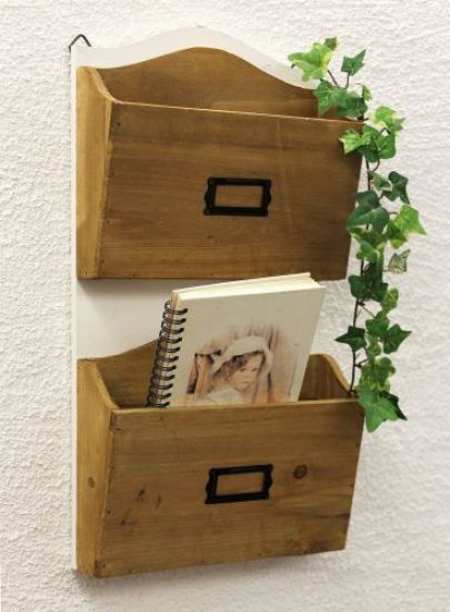 DanDiBo Wandregal Weiß Holz Zeitungsständer 12272 Regal Küche 45 cm Shabby Küchenregal Zeitungshalter