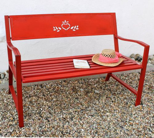Bench "Passion Garden" bench red 121496 Seat 120cm metalll Iron Flower bench Garden