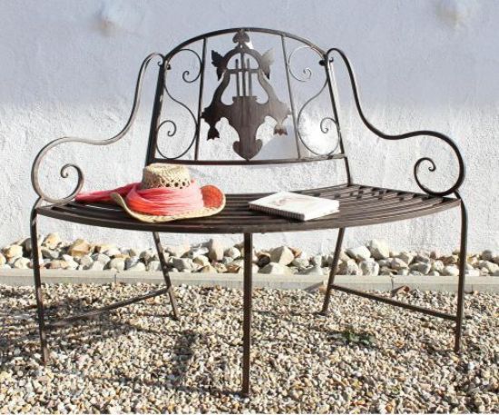 Bank JD130838 aus Metall Gartenbank Sitzbank Baumbank 2-Sitzer 116cm Rundbank