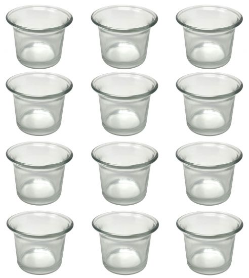 12x Teelichtgläser Teelichthalter Glas Teelichtglas Klar geschwungen 4,5 cm hoch Kerzenhalter