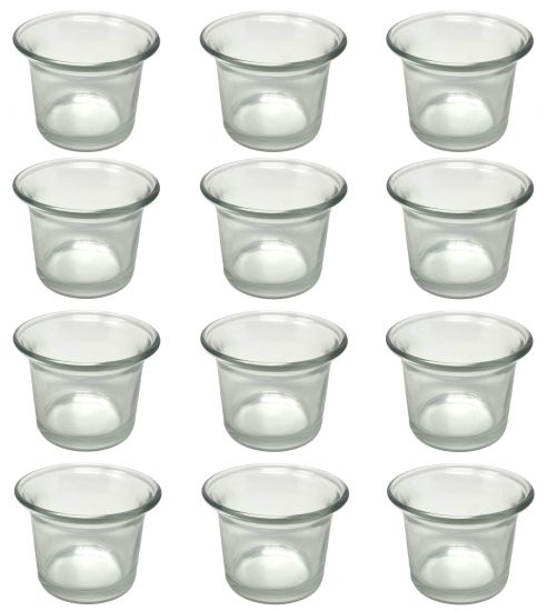12x Teelichtgläser Teelichthalter Glas Teelichtglas Klar geschwungen 4,5 cm hoch Kerzenhalter