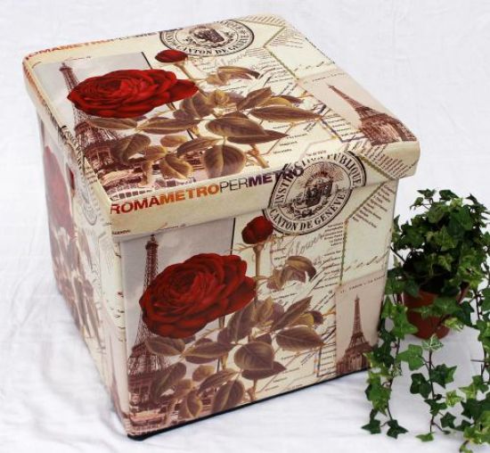 Stool made from imitation leather Seat 2220 Storage box 40cm Cube Trunk Basket