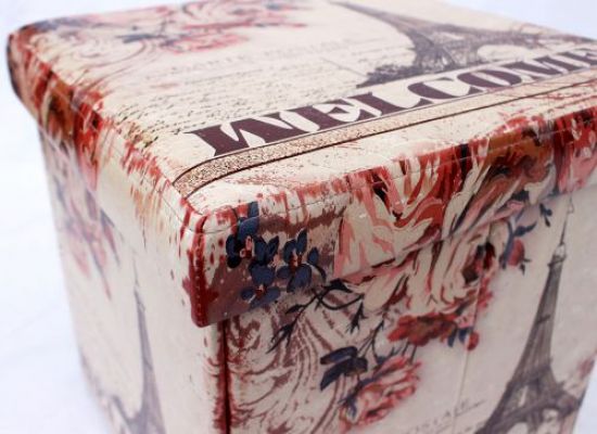Hocker aus Kunstleder Sitzhocker 2027 Aufbewahrungsbox 40cm Sitzwürfel Truhe Korb