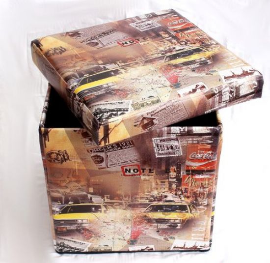 Hocker aus Kunstleder Sitzhocker 2009 Aufbewahrungsbox 40cm Sitzwürfel Truhe Korb