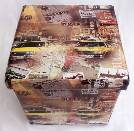 Hocker aus Kunstleder Sitzhocker 2009 Aufbewahrungsbox 40cm Sitzwürfel Truhe Korb