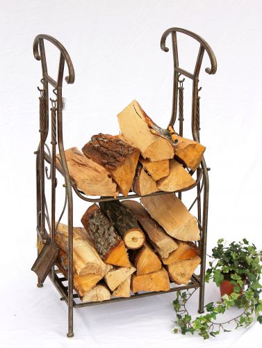 Firewood rack with fire irons 130007 firewood stand 94cm Wood basket fireside acceßories
