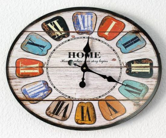 Wanduhr Home Loft 84632 Quarzuhr Ellipse B-49cm Uhr Designuhr Vintage Shabby