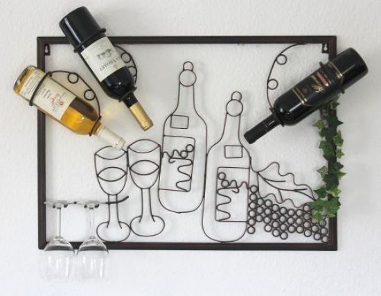 Relief picture Wine shelf 091975 Bottle stand metal 64 cm Bottle holder Shelf