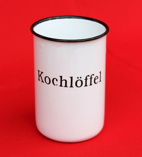 Nostalgischer Kochlöffelhalter "Kochlöffel" 51212 Weiß 11,5 cm emailliert Landhaus Emaille Becher Metallbecher