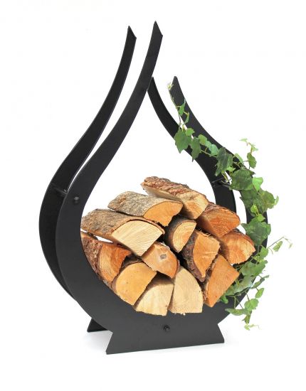 DanDiBo Kaminholzregal Metal Schwarz Innen Kaminholzständer Flamme 78 cm 190983 Holzkorb Kaminholzhalter Feuerholzregal Holzregal