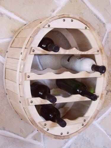 DanDiBo Weinregal Holz Wand Weinfass für 12 Flaschen Natur für die Wandmontage Wandregal zum aufhängen Flaschenregal