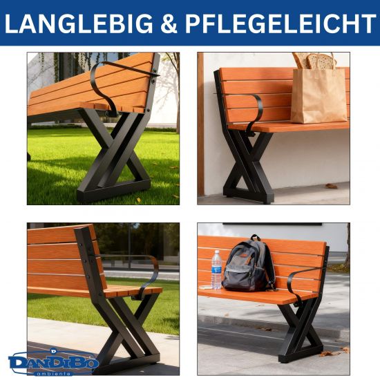 DanDiBo 2x Bankgestell mit Lehne Metall Schwarz Set DIY Bank Füße Bankkufen Bankbeine 96670 Sitzgestell für Gartenbank Robust Stabil